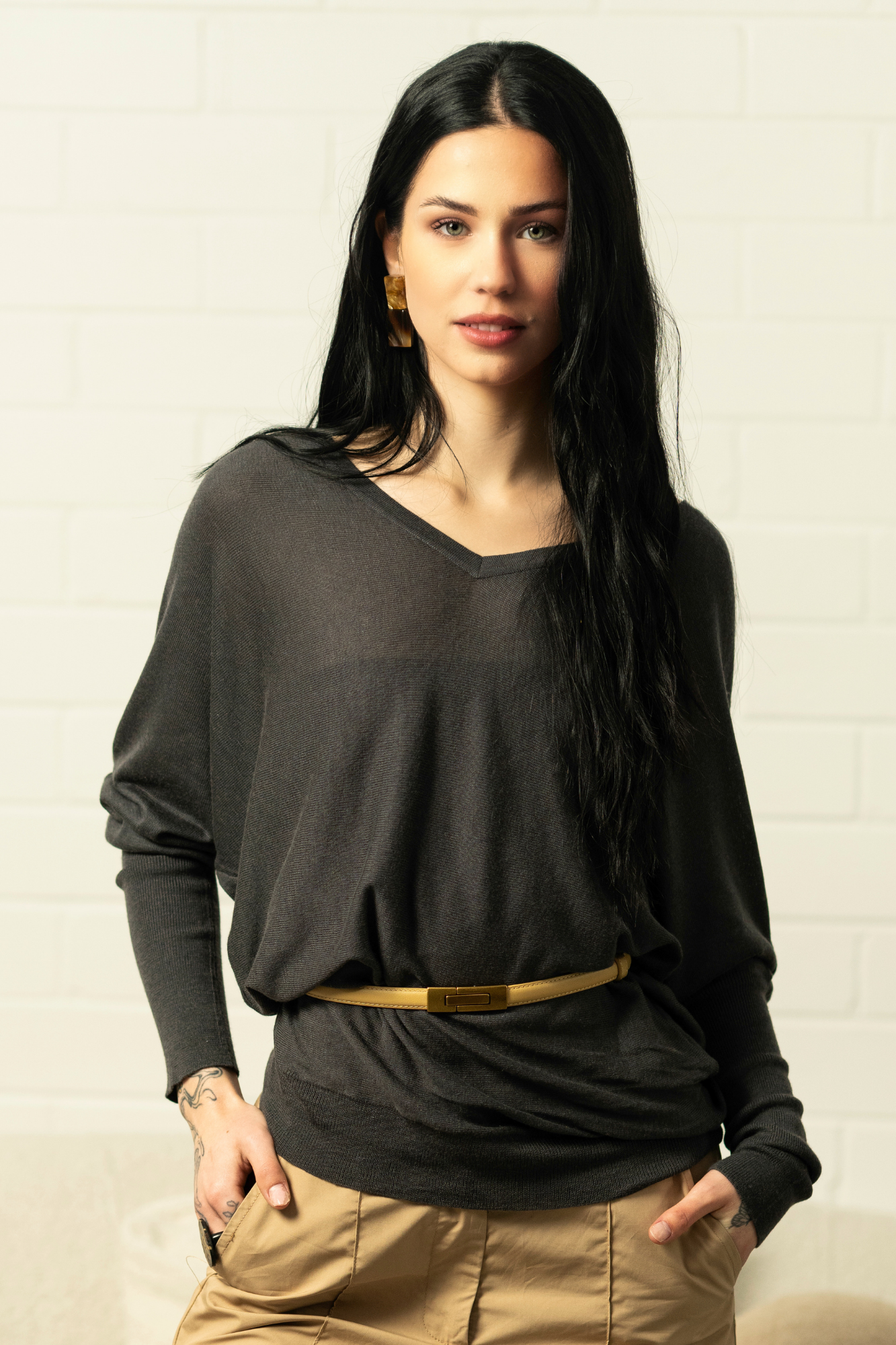 BRIDGETTE CASHMERE & WOOL V-NECK KNIT