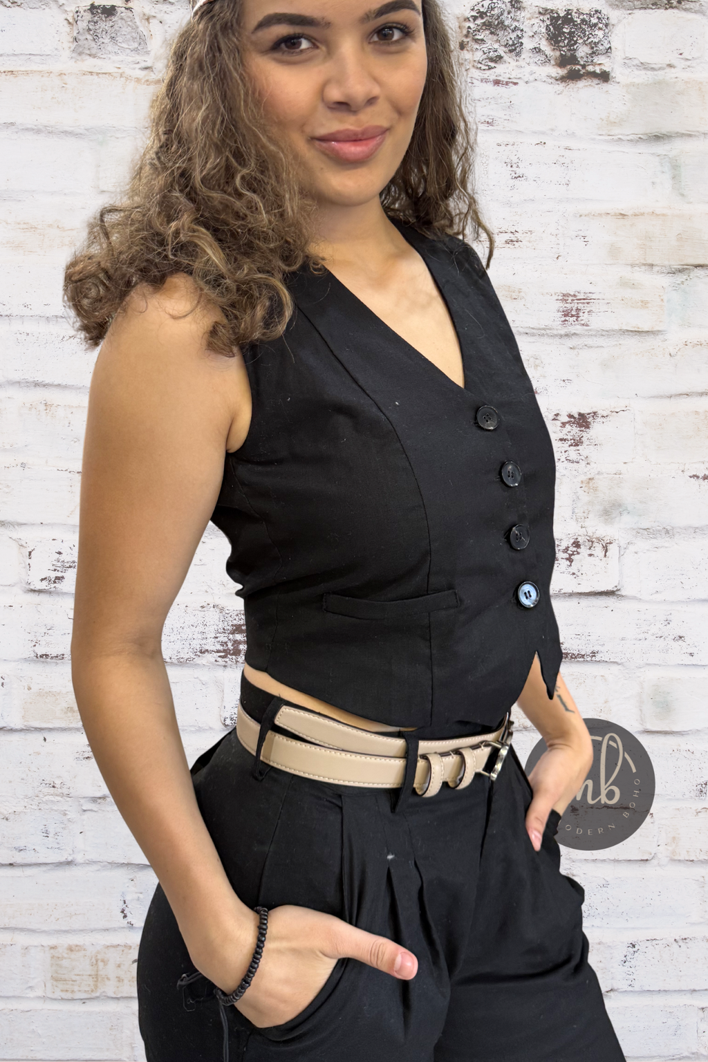 Dixie Set - Black Pant and Vest Set