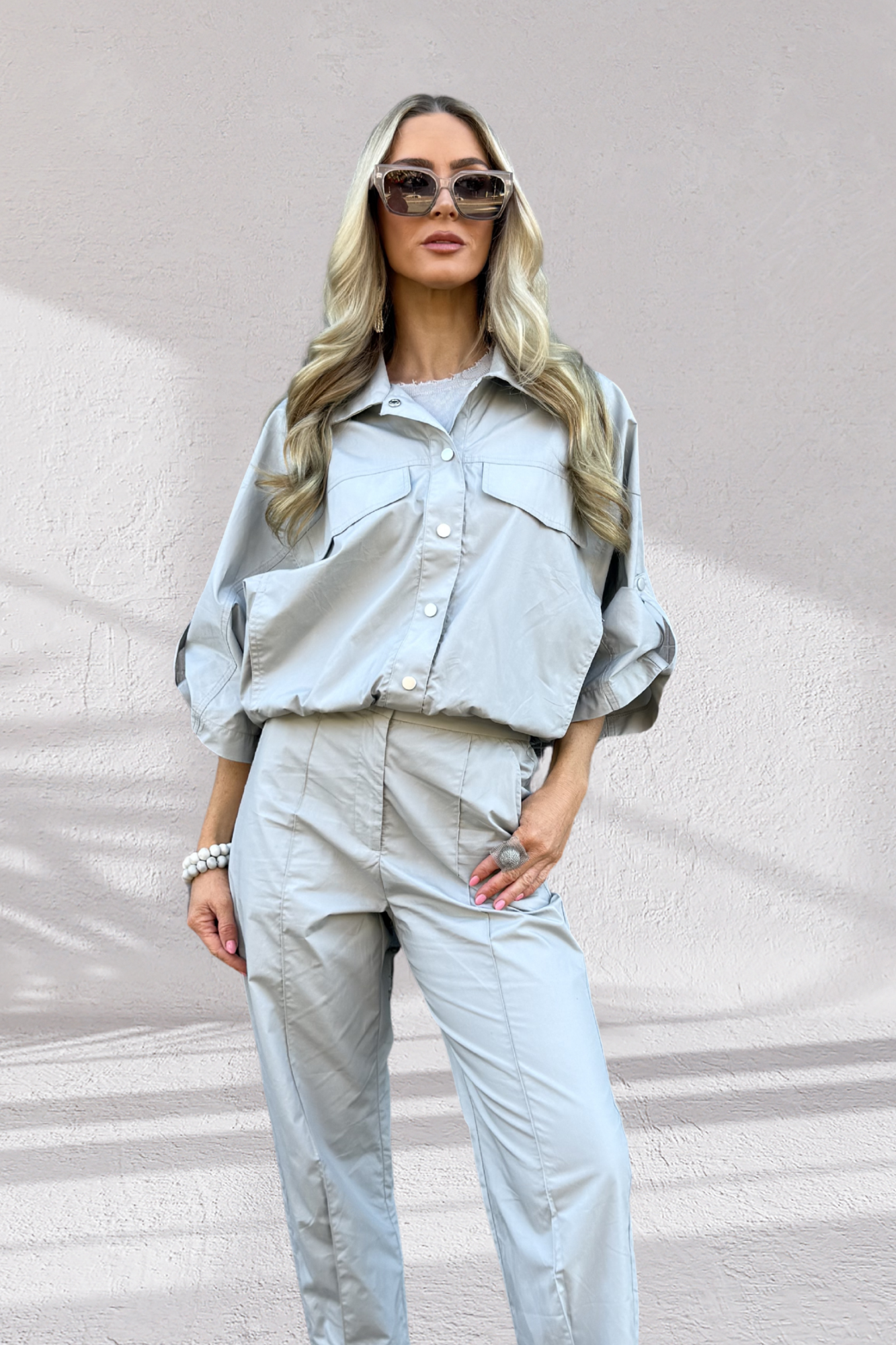 Jerimia Set - Cotton Bomber Jacket - Silver Fox