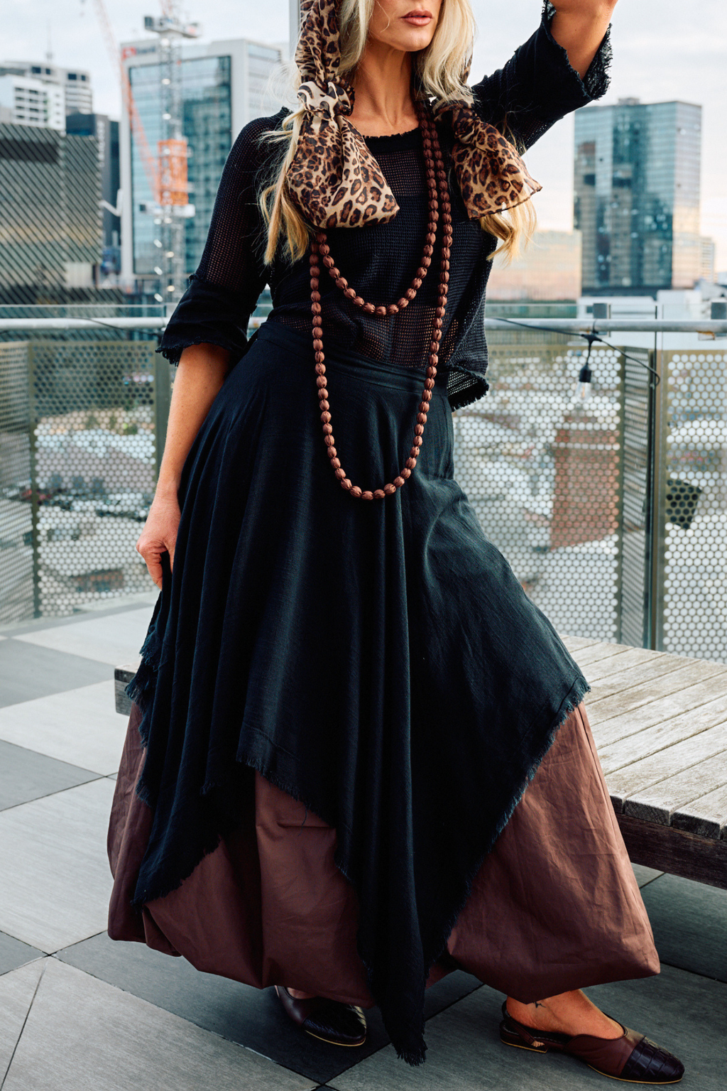 LUMINARA Linen Skirt - Midnight