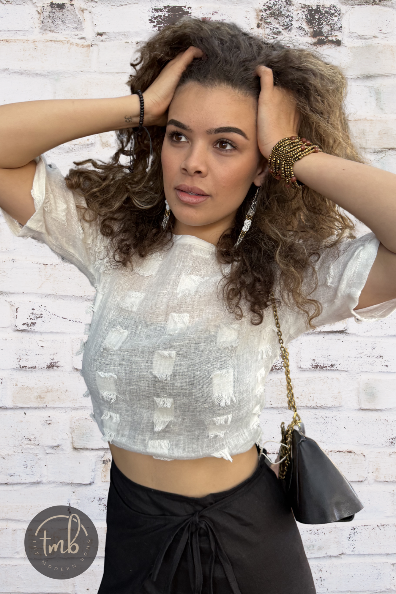 Lea Textured Linen Top - 1/2 Sleeve