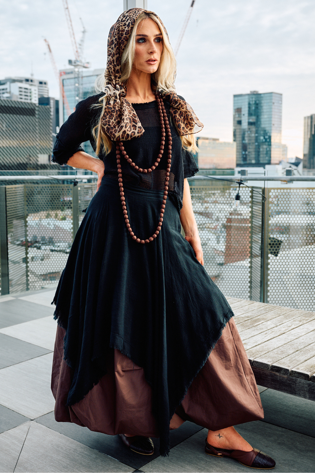 LUMINARA Linen Skirt - Midnight