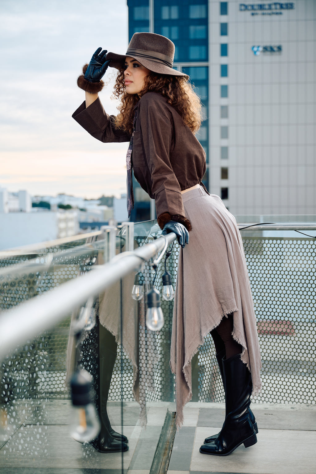 LUMINARA Linen Skirt - Pebble