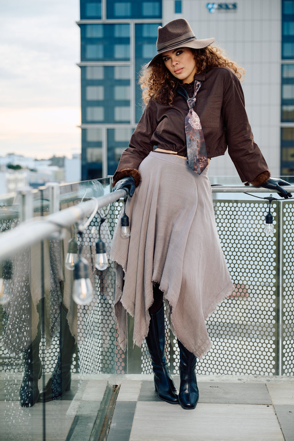 LUMINARA Linen Skirt - Pebble