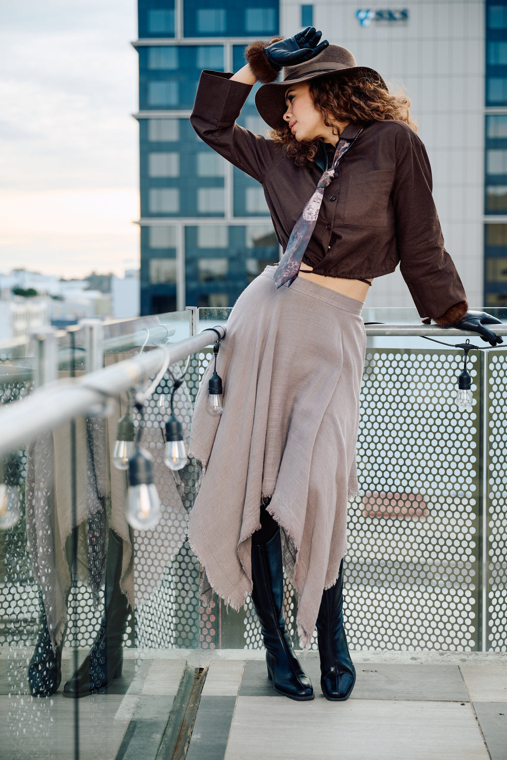 LUMINARA Linen Skirt - Pebble