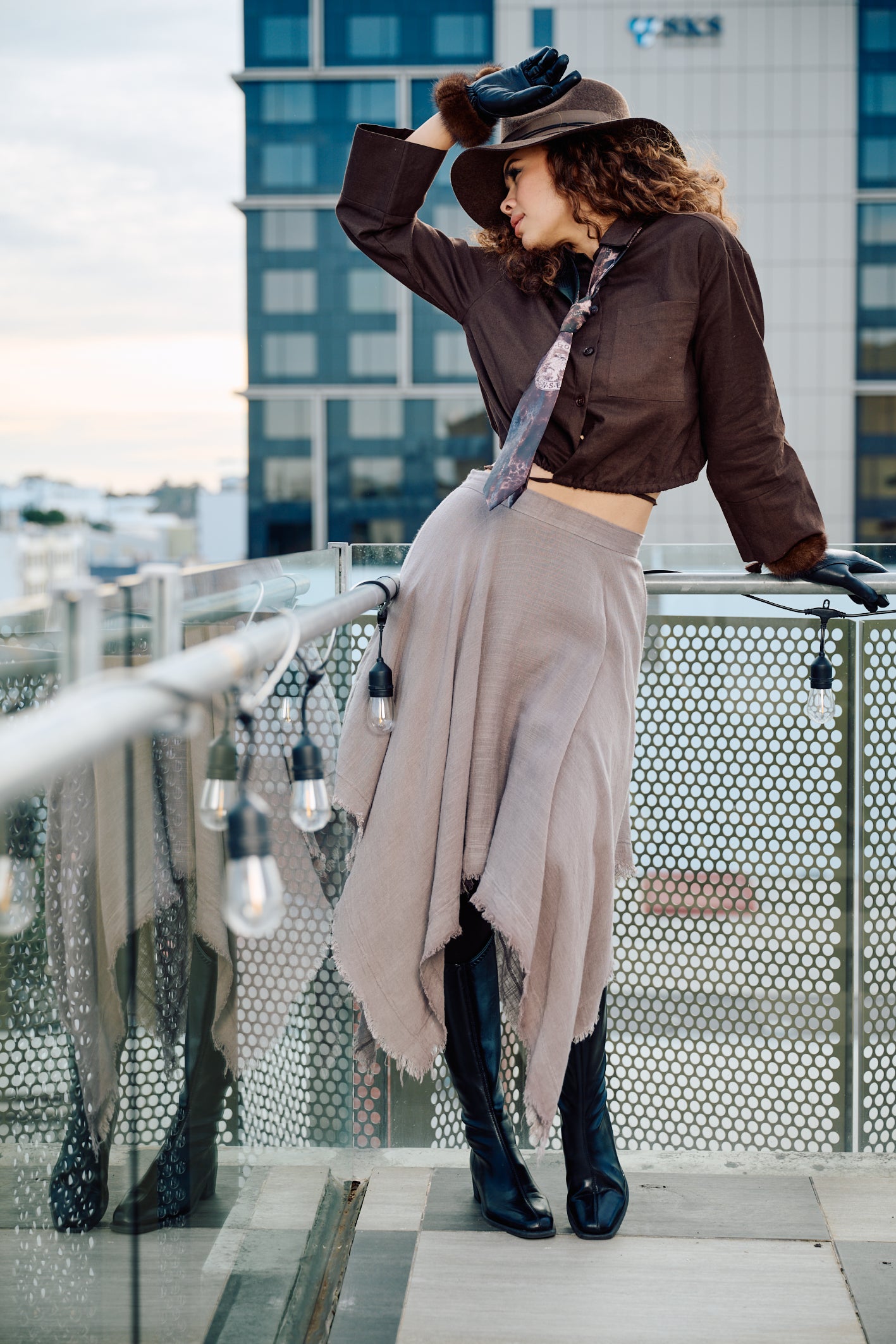LUMINARA Linen Skirt - Pebble