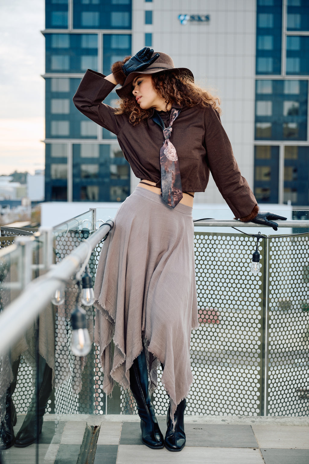 LUMINARA Linen Skirt - Pebble