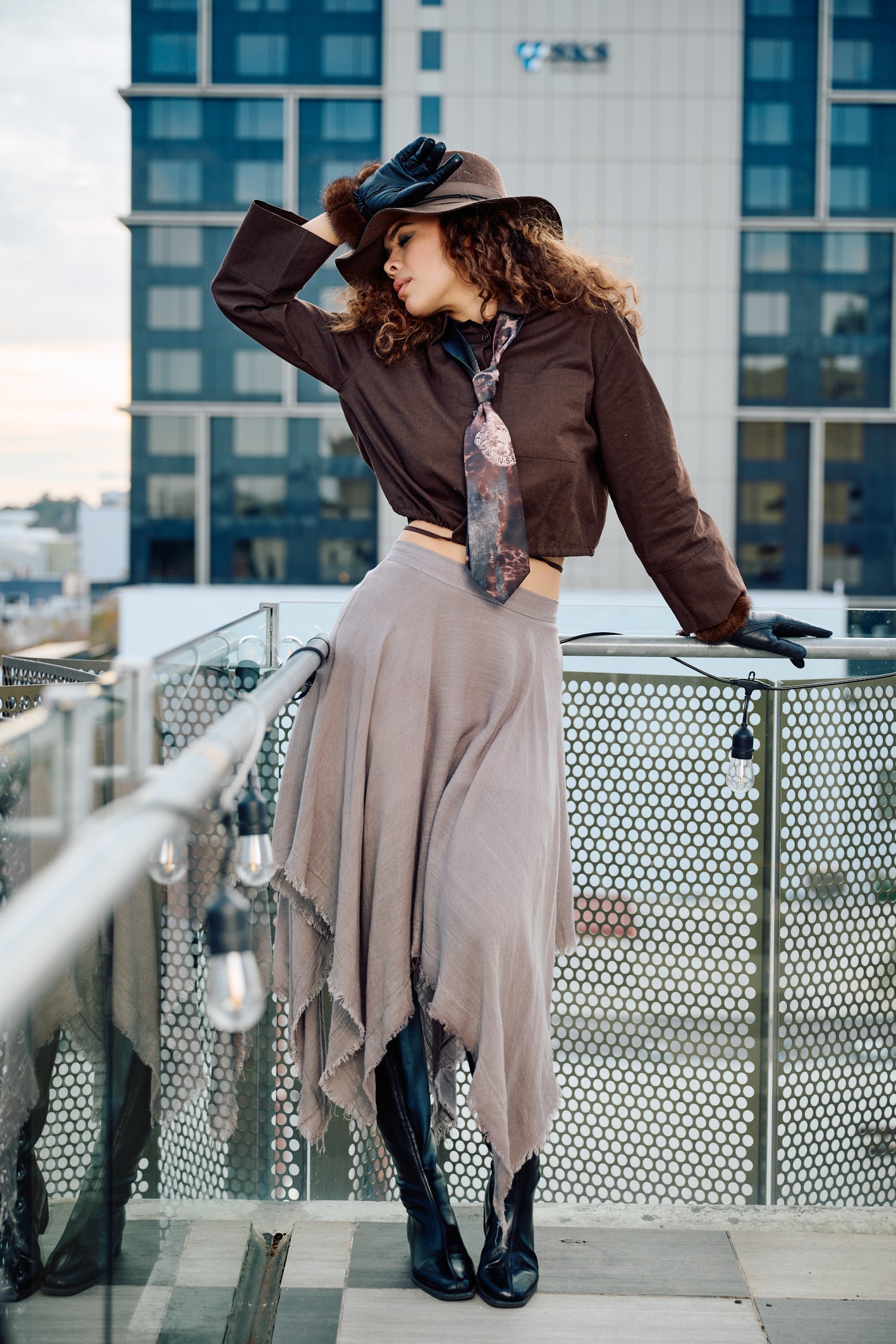 LUMINARA Linen Skirt - Pebble