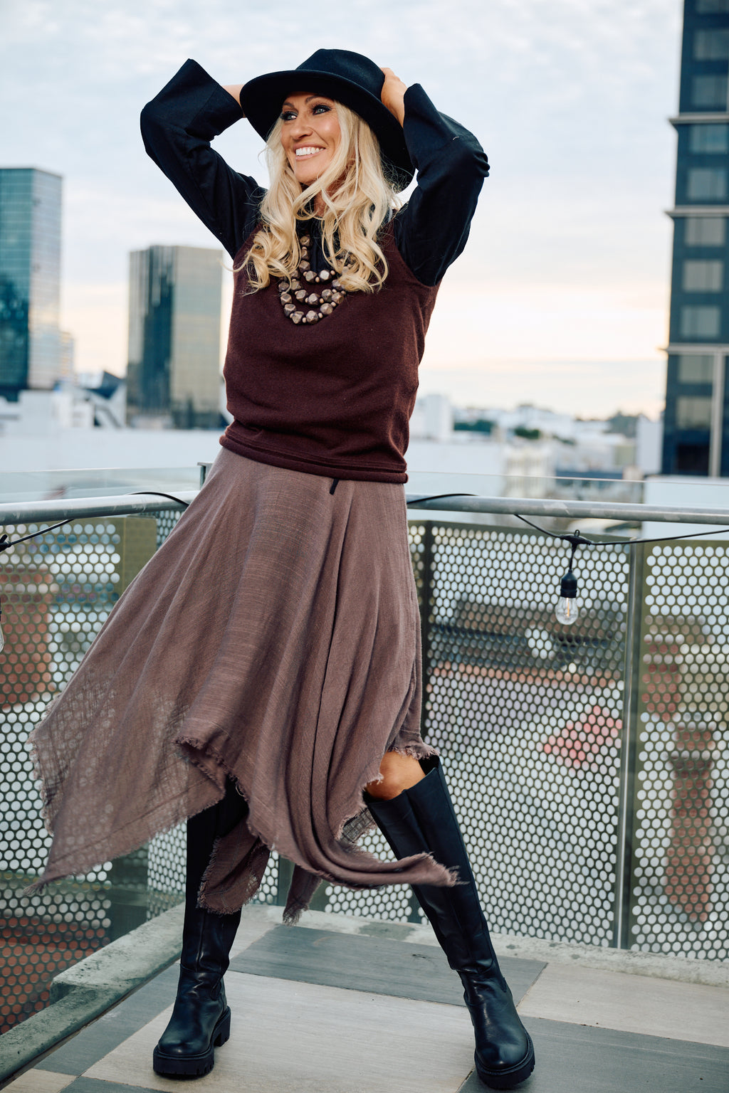 LUMINARA Linen Skirt - Mocha