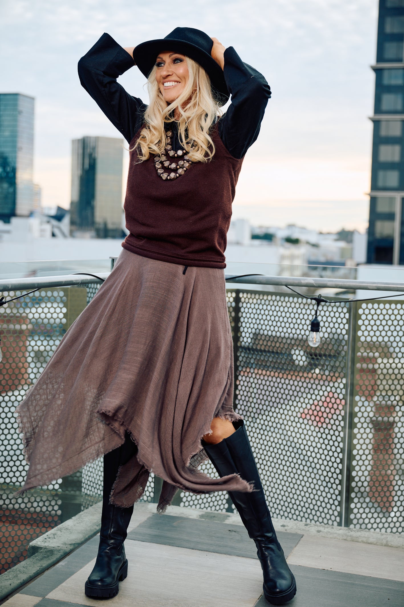 LUMINARA Linen Skirt - Mocha