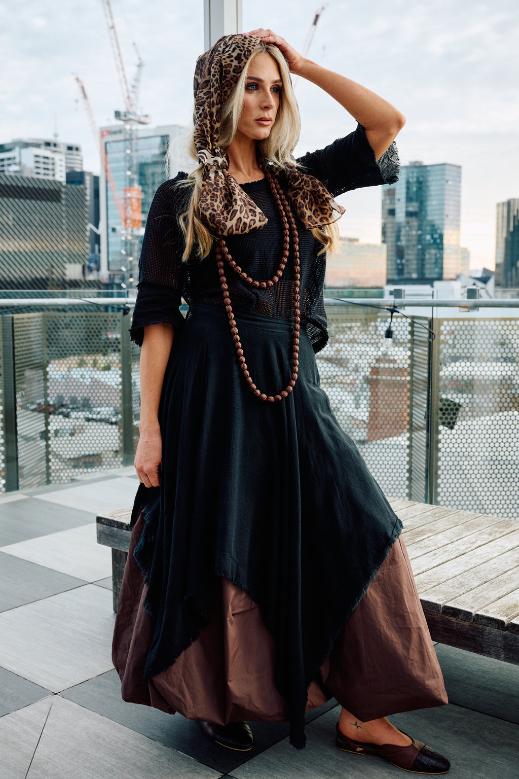 LUMINARA Linen Skirt - Midnight