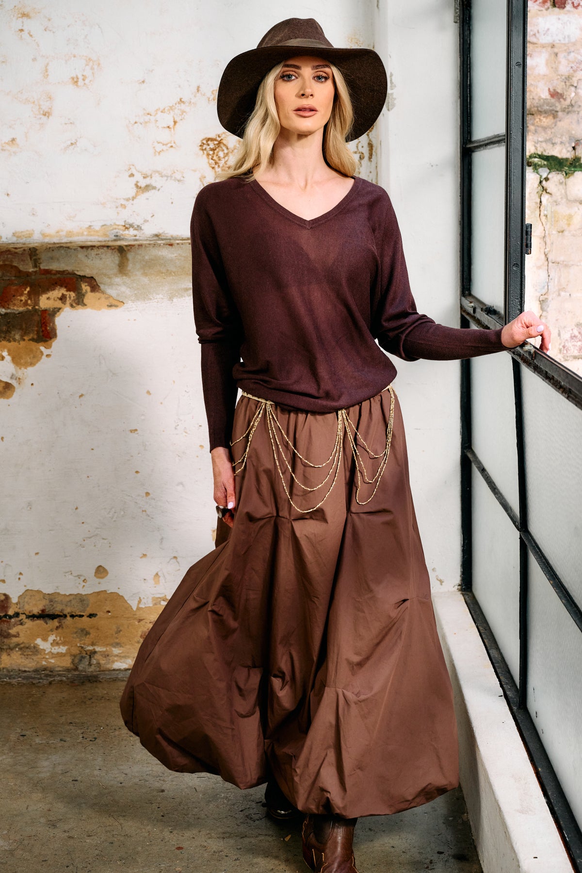 BRIDGETTE CASHMERE & WOOL V-NECK KNIT