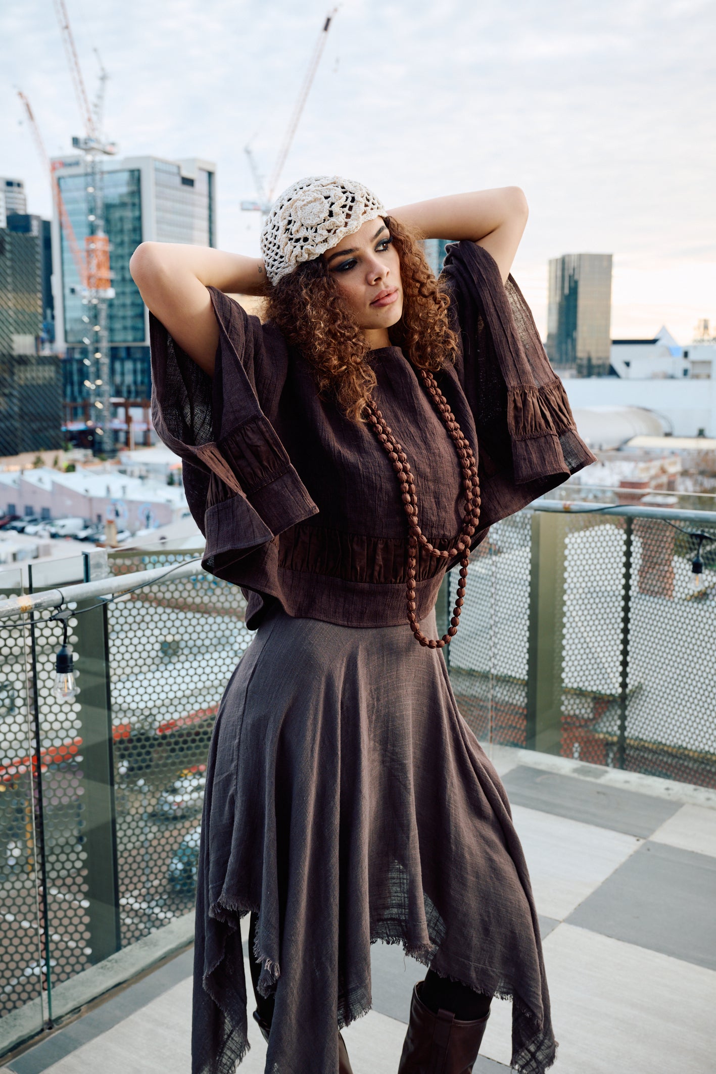 LUMINARA Linen Skirt - Mocha