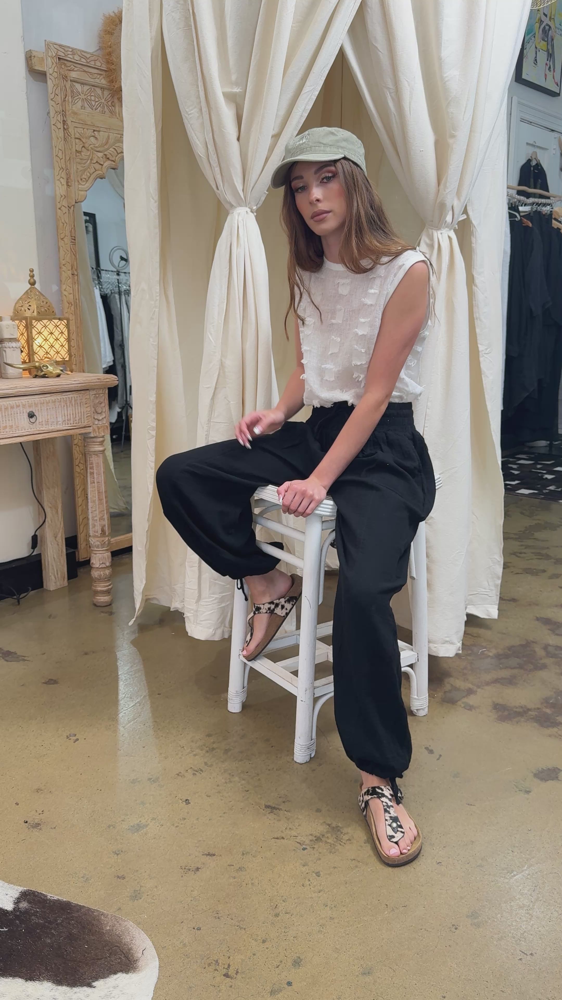 Lea Textured Linen Top